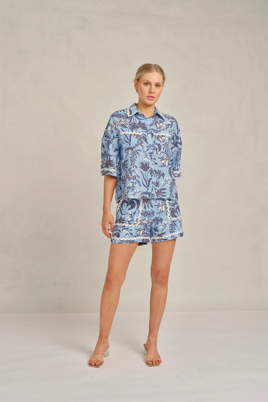 banda short cornflower floral