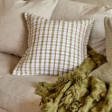 bolton green/beige woven cushion 50cm