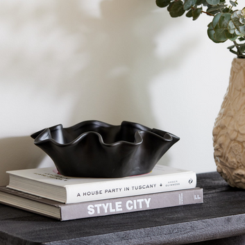 wave black bowl 30x10cm