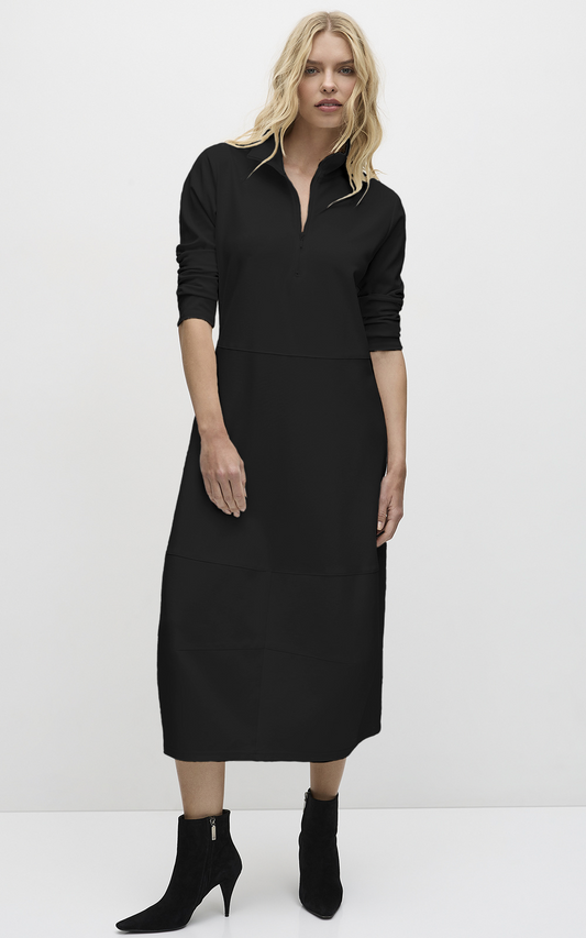 zip cone dress polished ponte