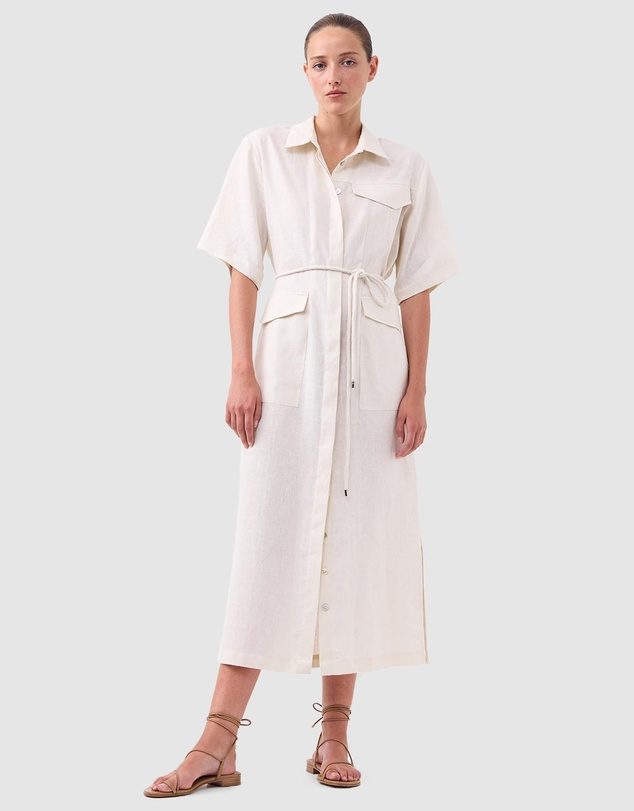 avaline linen shirt dress - ecru