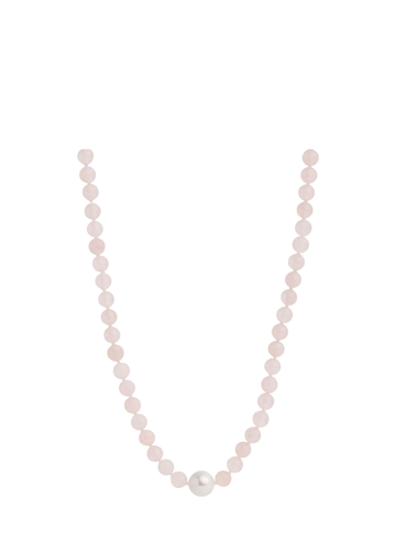 sunset rose quartz & pearl necklace