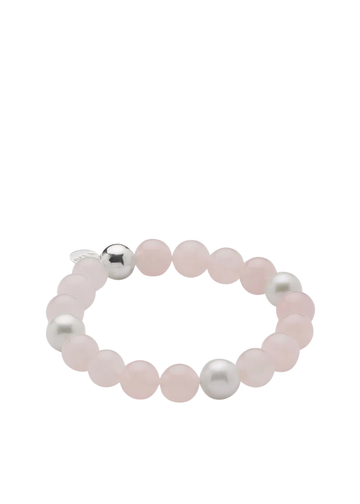 sunset rose quartz & pearl stretch bracelet