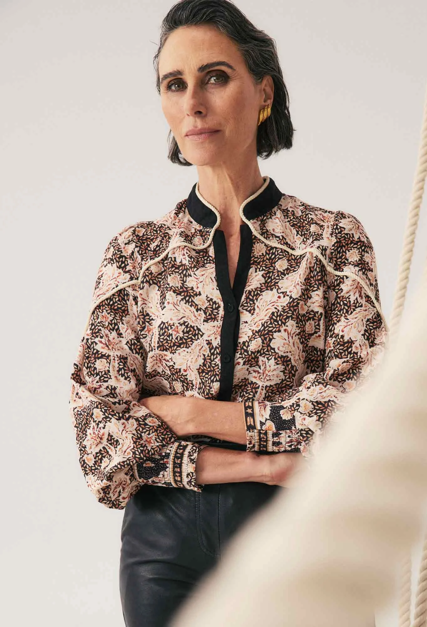 once was - harley linen rope detail shirt - Haus of Alma