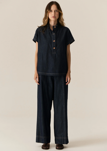 carsen denim shirt - dark wash