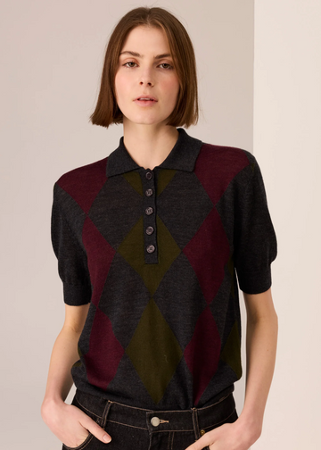 meira argyle knit tee