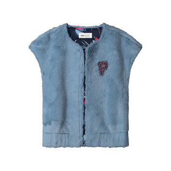 misty blue fur gilet