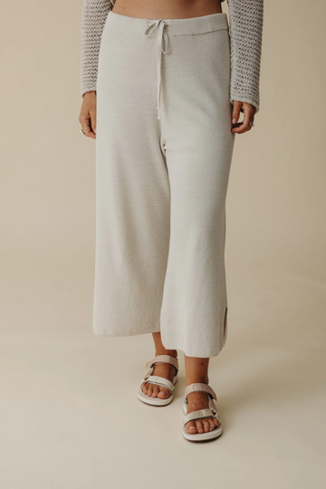 retreat cotton twist pant - silver/salt