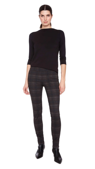 dark plaid full length ponte pant