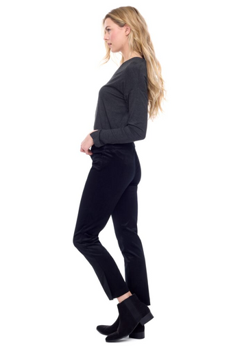 velveteen slim ankle pant -black