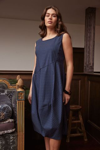 queens gambit dress - navy check