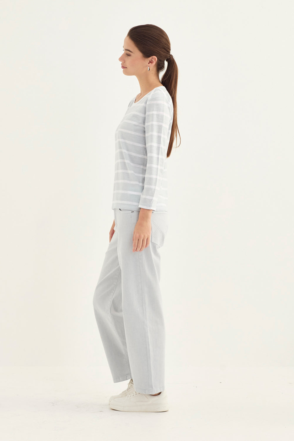 Verge Spencer Top in Ice styled with Farrow Jean, Frost - Haus of Alma
