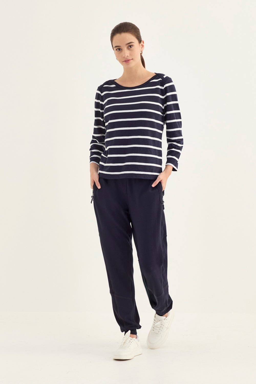 Verge Spencer Top in Ink styled with Award Pant, Ink - Haus of Alma