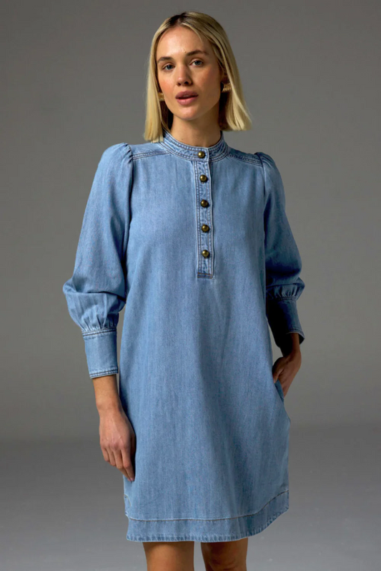 elocution dress - light washed denim