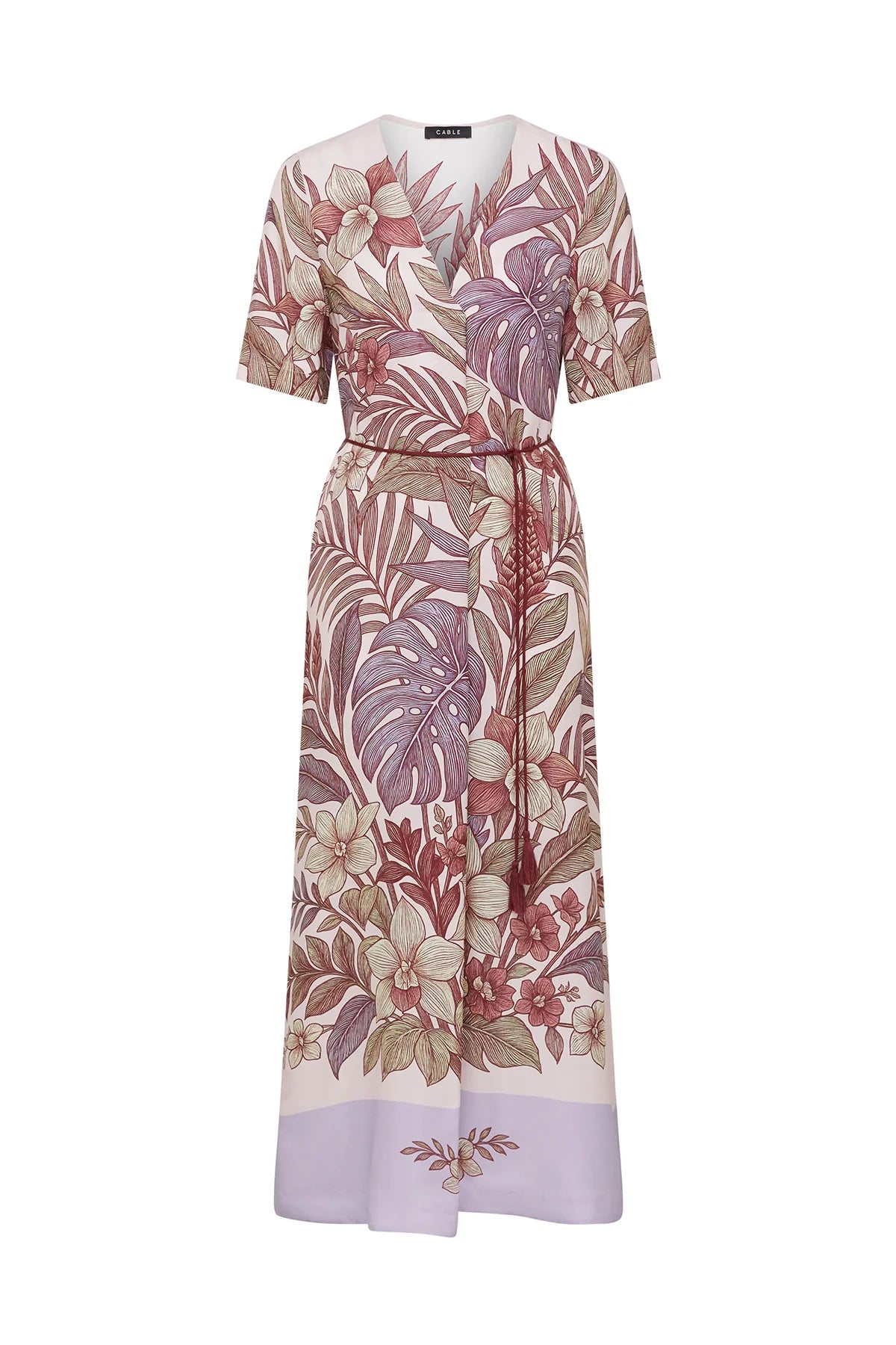 Cable Melbourne Erika Kaftan Dress in Paradise Print - flat lay front view