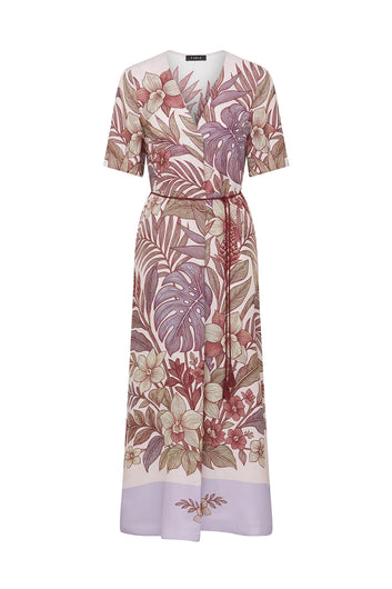 Cable Melbourne Erika Kaftan Dress in Paradise Print - flat lay front view