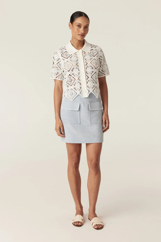 Cable Melbourne Leona Skirt in Ice Blue, worn - front