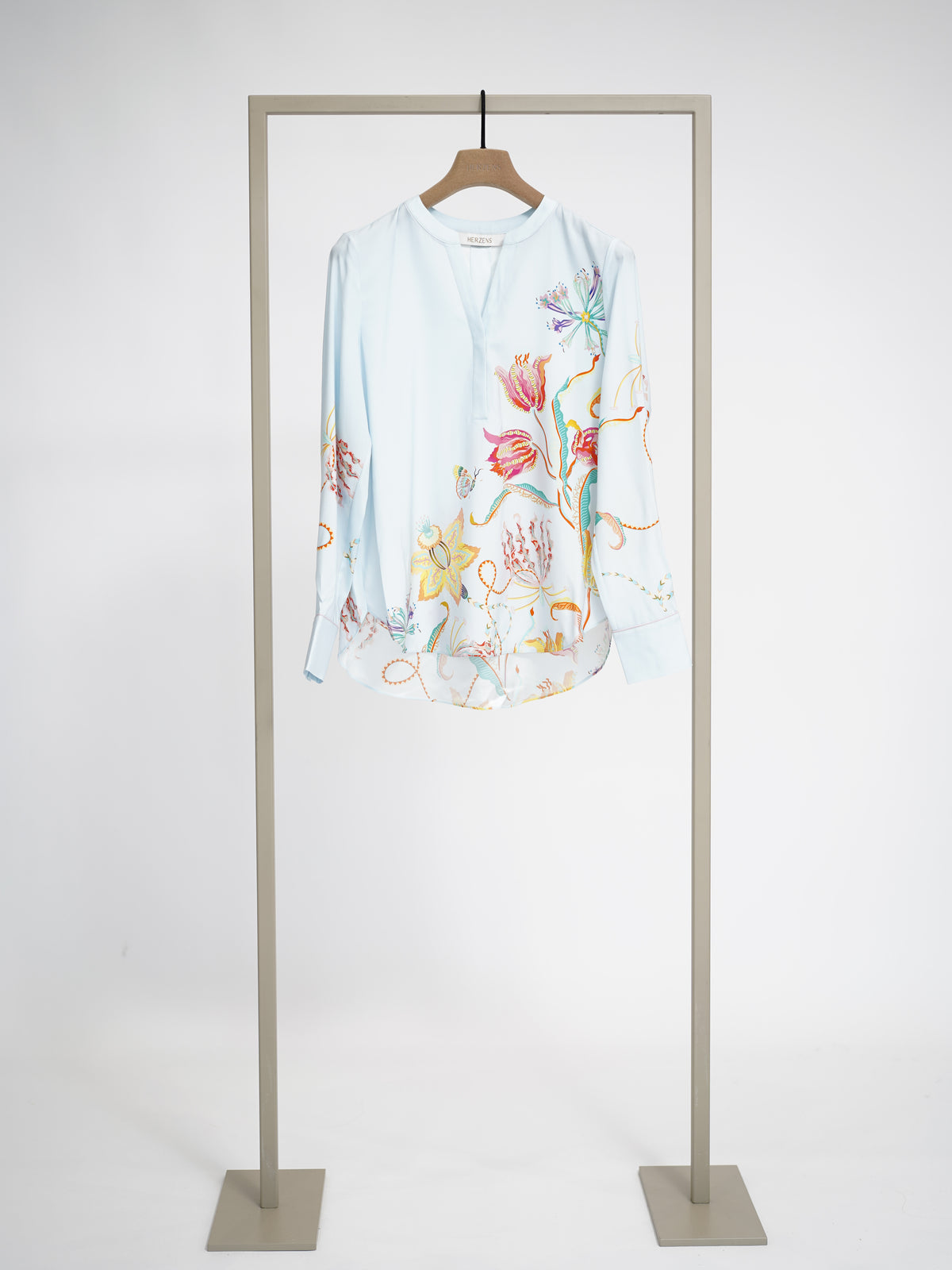 Herzens silk blouse in Ice Multi, front view – Haus of Alma