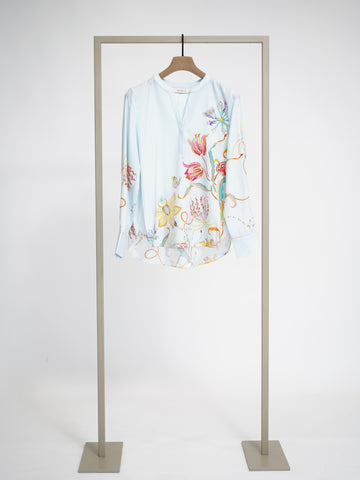 Herzens silk blouse in Ice Multi, front view – Haus of Alma