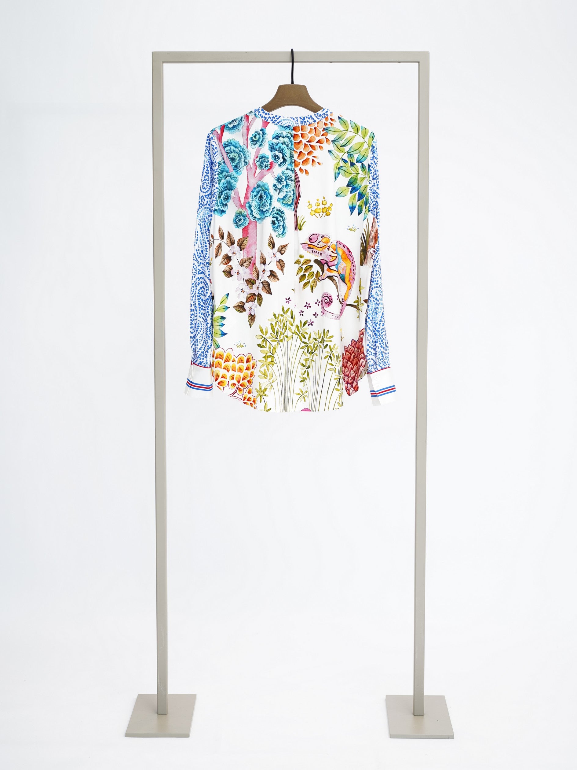 Herzens silk blouse in Super Multi, back view – Haus of Alma