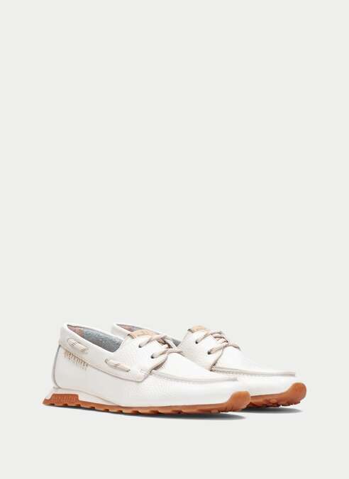 Hispanitas Zinnia boat-shoe loafer in Bolero Panna suede, front pair view