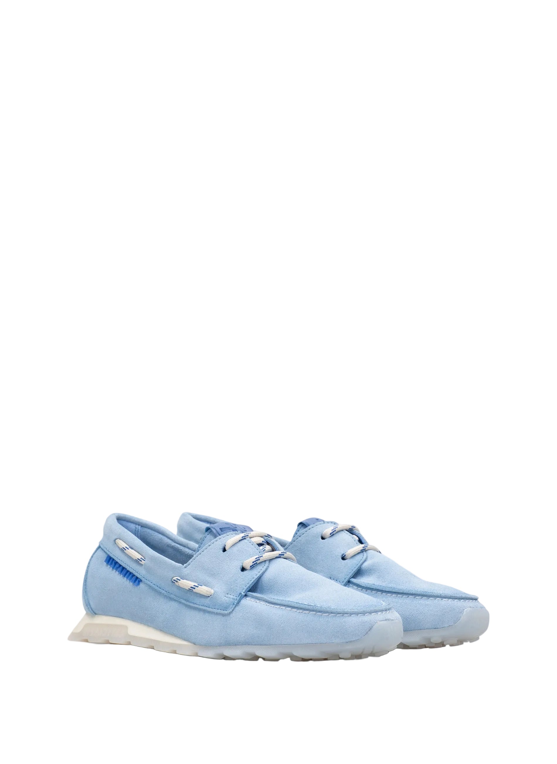 Hispanitas Zinnia boat-shoe loafer in sky-blue Velour Celeste suede, front pair view