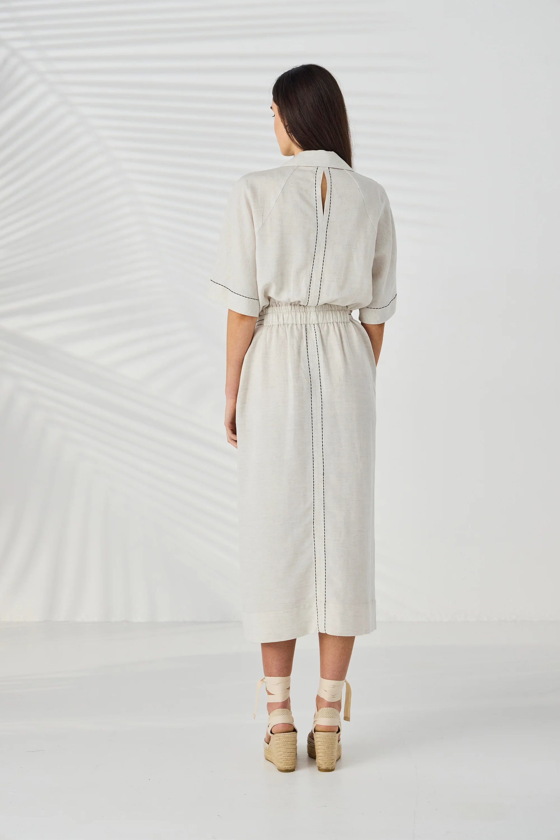 Lania Court Dress in Natural - back