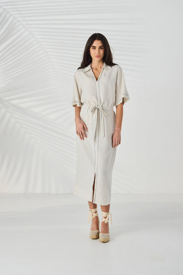Lania Court Dress in Natural - front