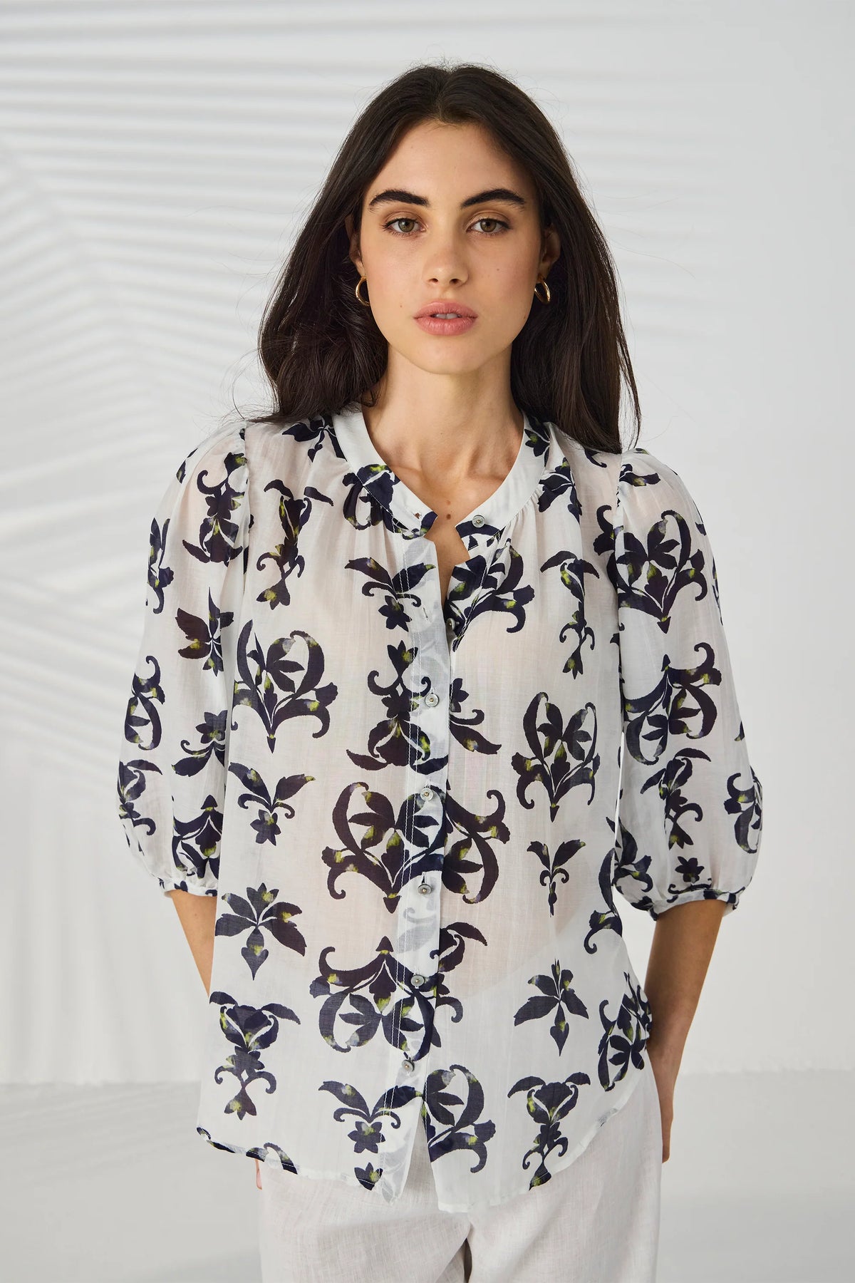 Lania Montage Shirt in Off White - front (close-up)