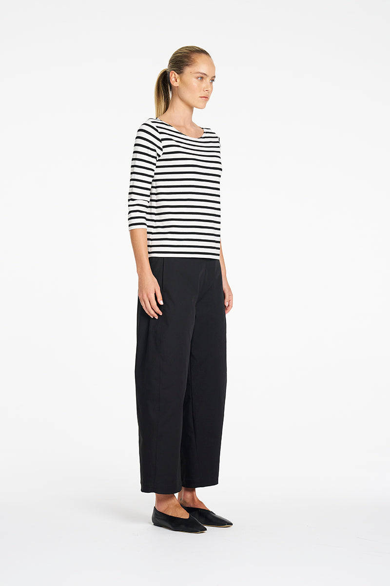 Mela Purdie Barrel Leg Pant in Black, Gravitene fabric – front view