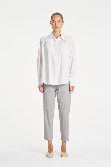 Mela Purdie Pioneer Shirt in White, Microprene fabric – front view