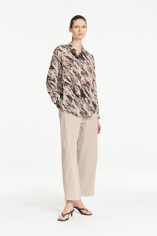 Mela Purdie Soft Shirt in Agate, Agate Print Silk fabric – detail view