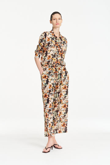 Mela Purdie Soft Shirt Silk in Mint Floral – front view