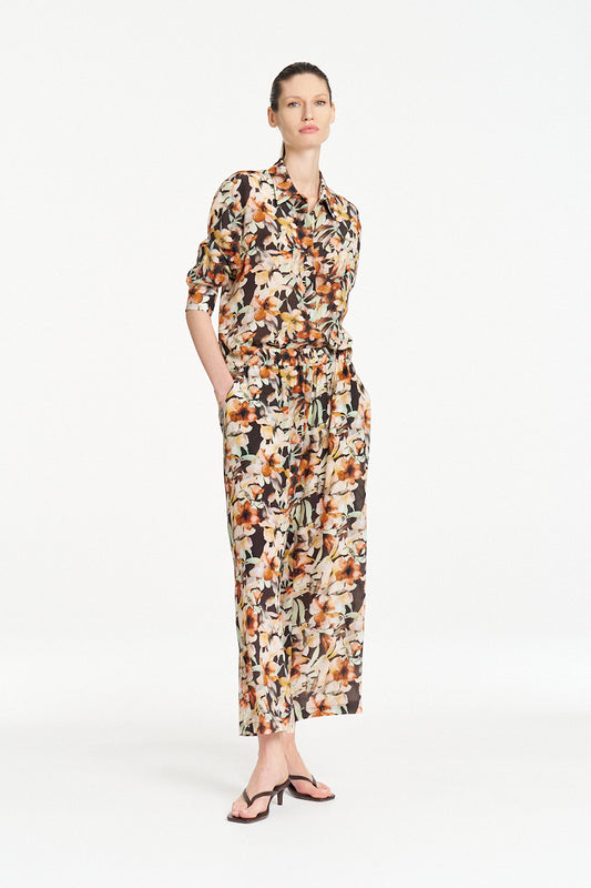 Mela Purdie Soft Shirt Silk in Mint Floral – front view