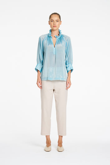 Mela Purdie Tapered Flat Pant in Willow, Flex Weave fabric – front view