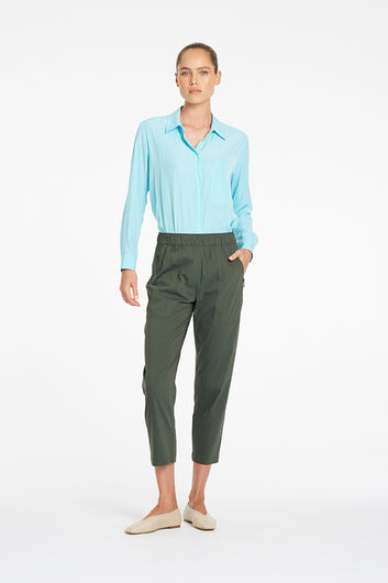 Mela Purdie Zip Tapered Pant in Bayleaf, Microprene fabric – front view