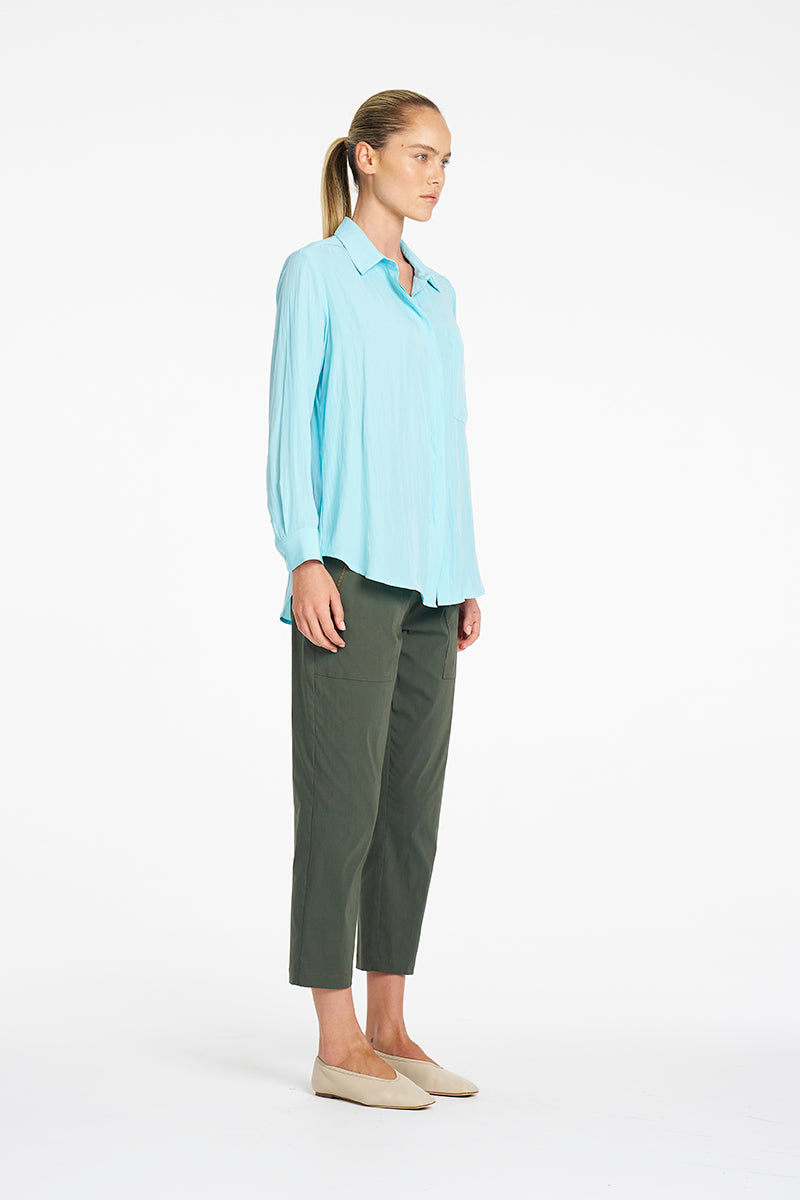 Mela Purdie Zip Tapered Pant in Bayleaf, Microprene fabric – side view