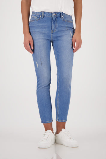 Monari Jewelled Jeans in Denim - worn - front view