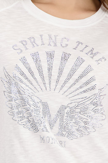 Monari Jewellery T-Shirt in Off-White - close-up detail, worn