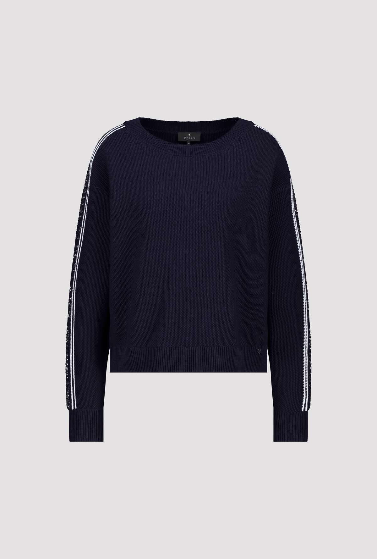Monari Striped Decorated Sweater in Marine - flat lay