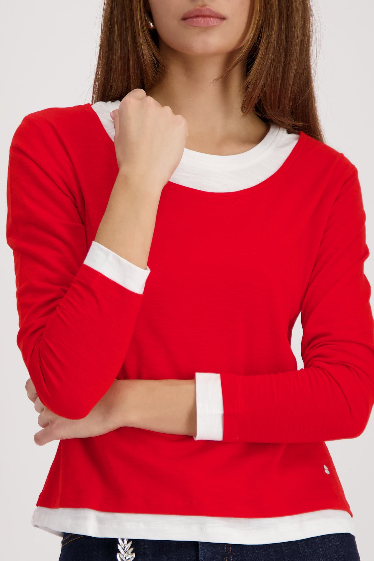Monari Two in One T-Shirt in Chilli - worn - front view