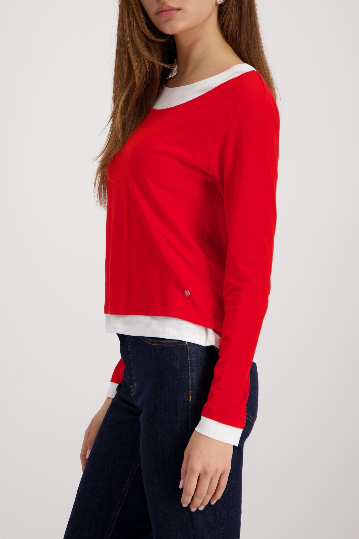 Monari Two in One T-Shirt in Chilli - worn - side view
