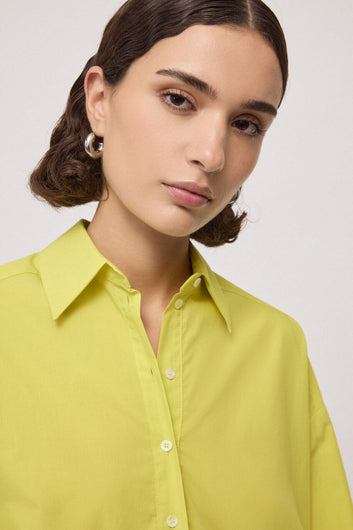 Ottod'Ame Oversized Poplin Shirt in Fluo, styled view – Haus of Alma