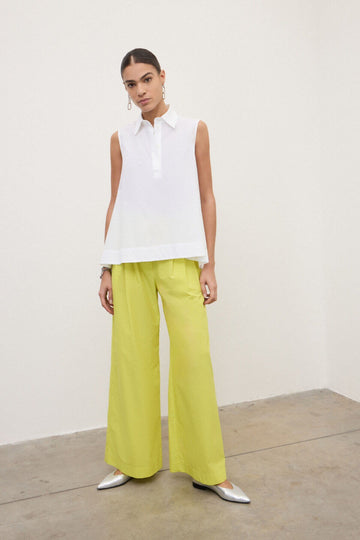 Ottod'Ame Wide Trousers with Pleats in Fluo, on model – Haus of Alma