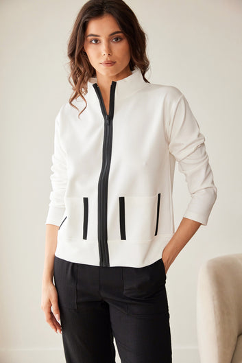 Peruzzi Contrast Pocket Jacket in Ecru and Black