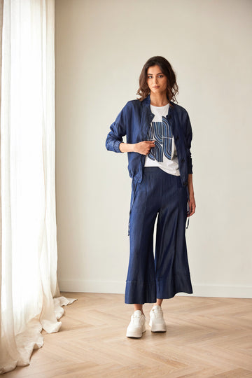 Peruzzi Luxe Turn Up Jean in Denim, styled with the Luxe Jean Jacket