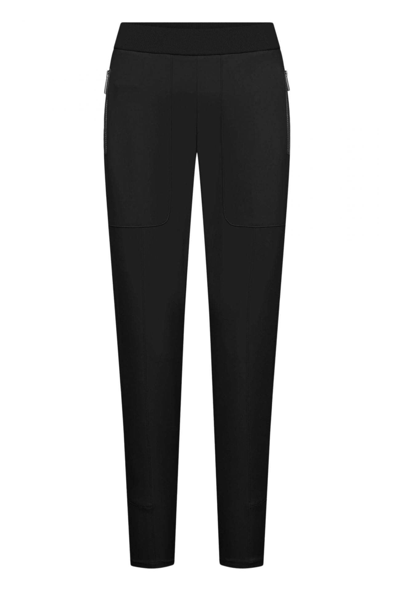Raffaello Rossi Corry Hightech Jersey Pant in Black, slim-leg pull-on travel pant, front view