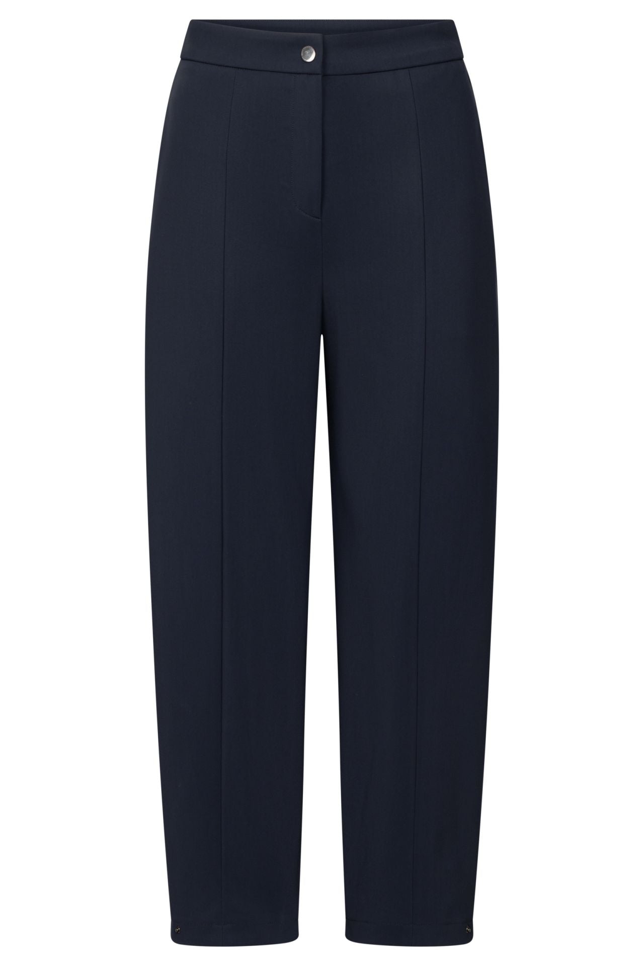 Raffaello Rossi Odine Jersey Pant in Navy, cropped barrel-leg trouser, front view