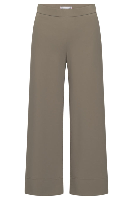 Raffaello Rossi Palina Sport Hightech Jersey Pant in Olivin, wide-leg cropped pull-on pant, front view
