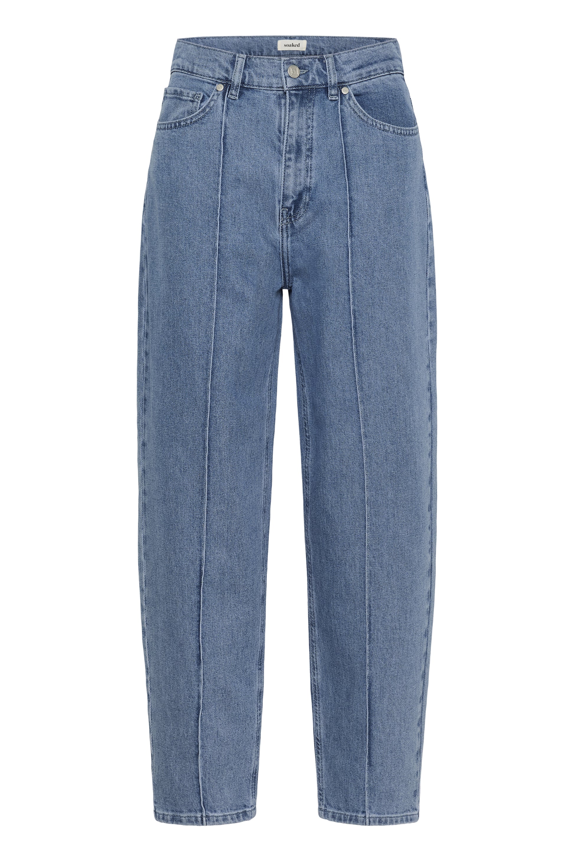 Soaked in Luxury Rinatina Barrel Jeans in Medium Blue Denim